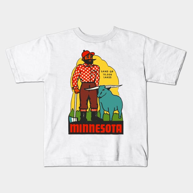 Vintage Minnesota Decal Kids T-Shirt by zsonn